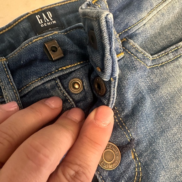 GAP KIDS DENIM stretch high waisted shorts size 6 button fly jeans - Picture 2 of 5
